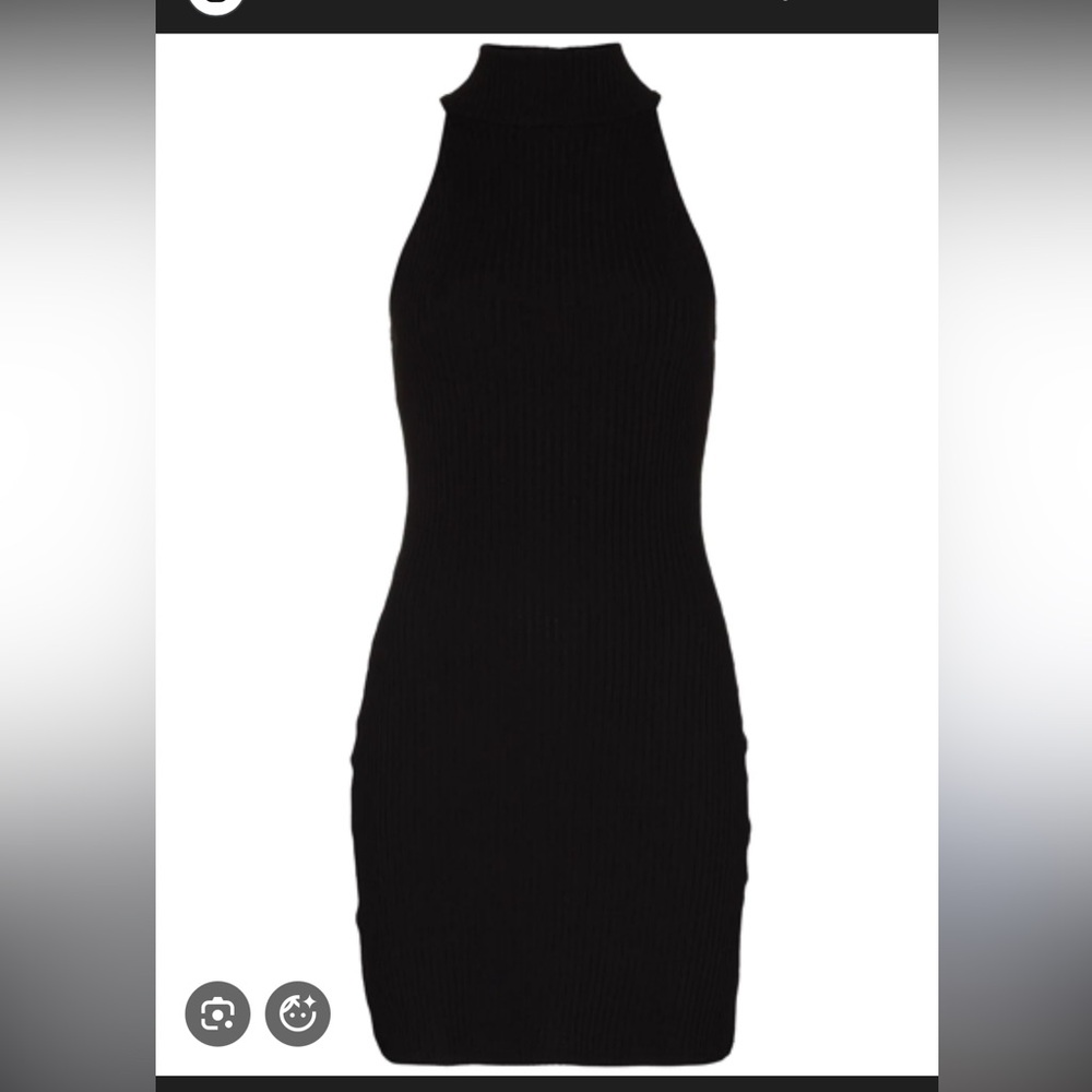 Reformation Black Ribbed Halter Dress